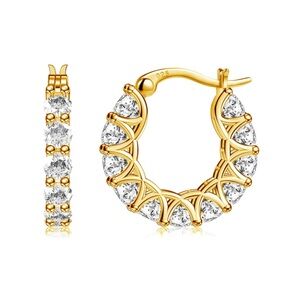 14k Diamond Huggie Hoop Earrings